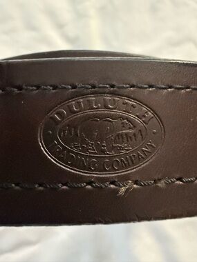 Duluth Trading Co Brown Leather Belt with Embossed Logo